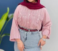 تصویر  مانتو زنانه مدل جیب صلیبی - تترون راه راه